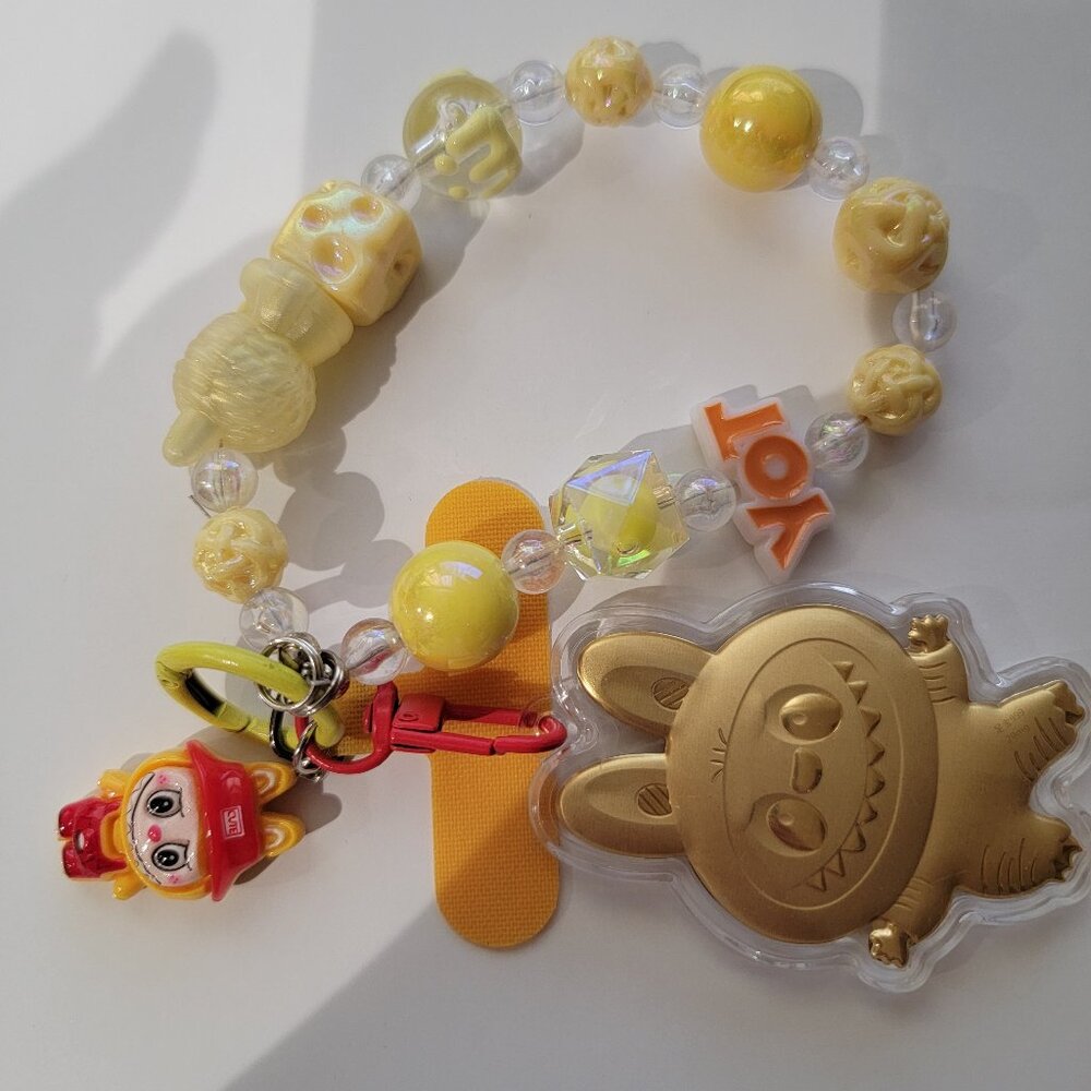 24k gold Labubu Yellow mobile Phone Charm, Keychain
